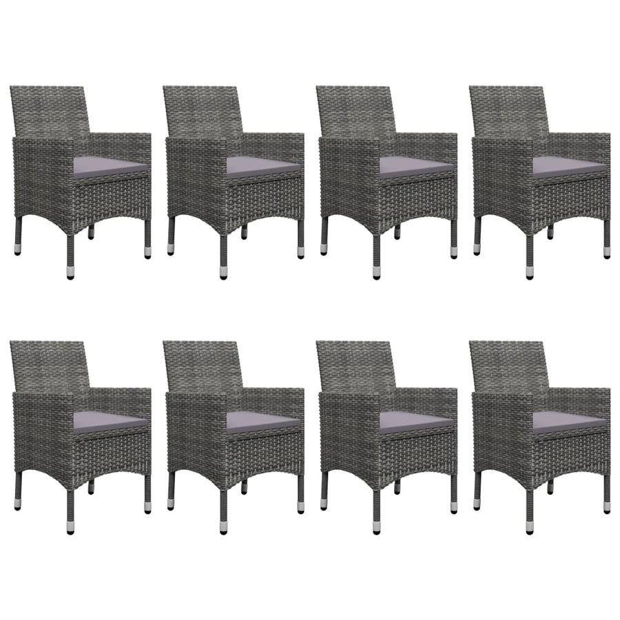 -Delige Tuinset Poly Rattan En Glas 9 Grijs