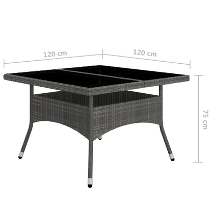 -Delige Tuinset Poly Rattan En Glas 9 Grijs
