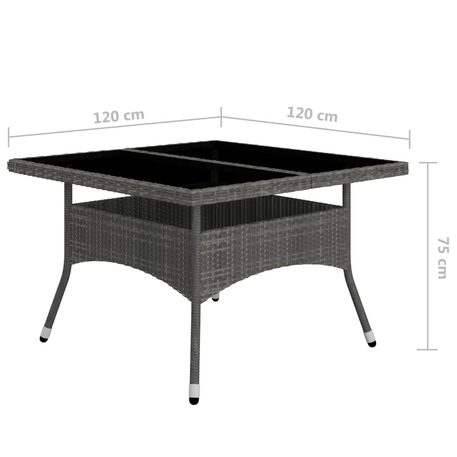 -Delige Tuinset Poly Rattan En Glas 9 Grijs