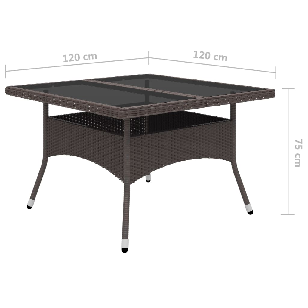 -Delige Tuinset Poly Rattan En Glas 9 Bruin