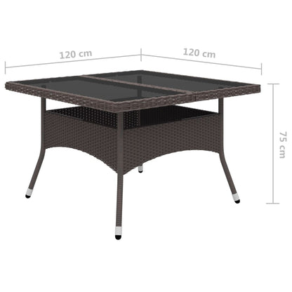 -Delige Tuinset Poly Rattan En Glas 9 Bruin