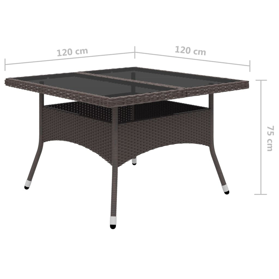 -Delige Tuinset Poly Rattan En Glas 9 Bruin