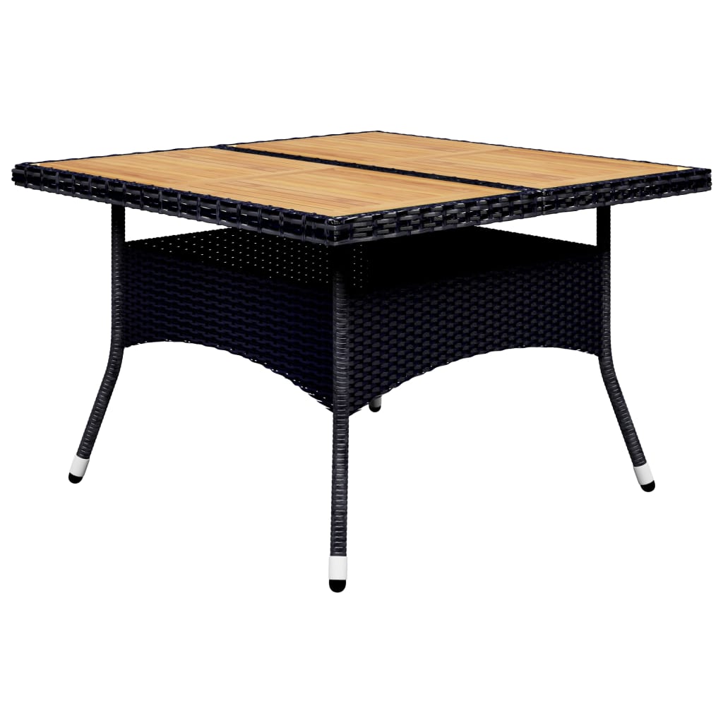 -Delige Tuinset Poly Rattan En Acaciahout 9 Zwart en bruin
