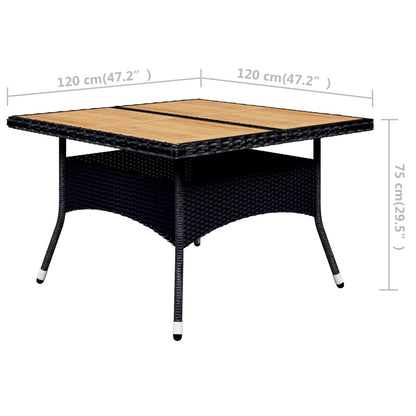 -Delige Tuinset Poly Rattan En Acaciahout 9 Zwart en bruin