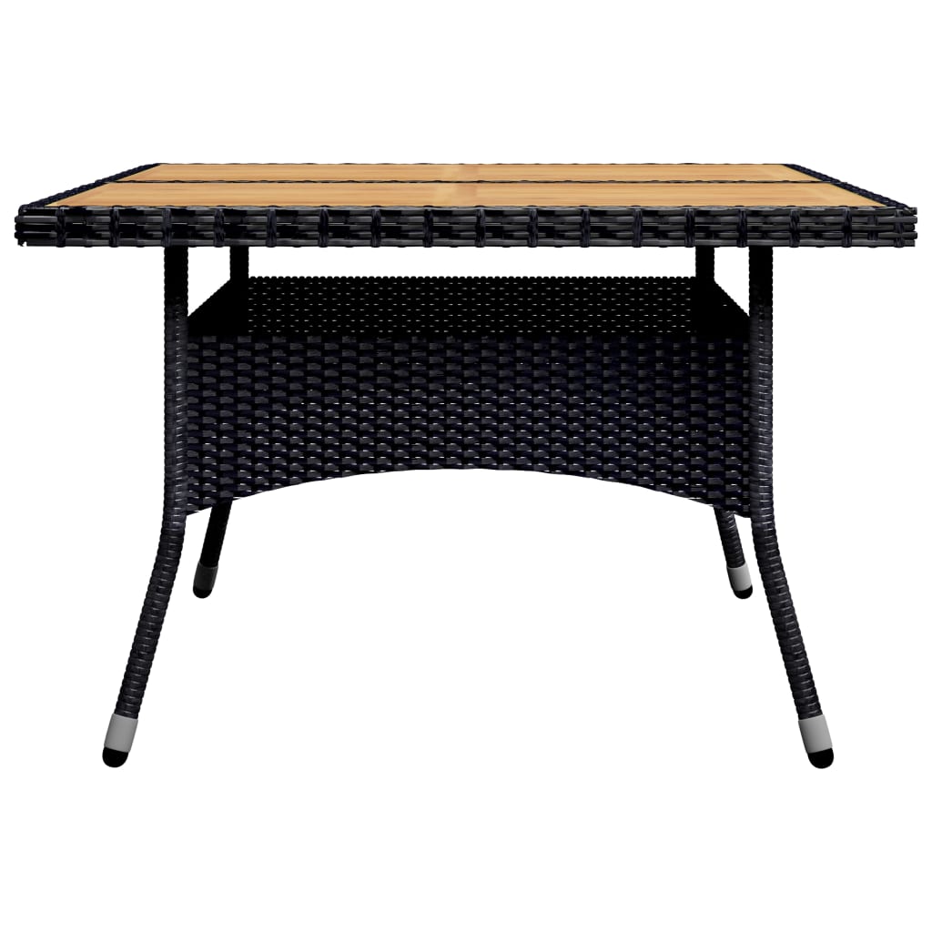 -Delige Tuinset Poly Rattan En Acaciahout 9 Zwart en bruin