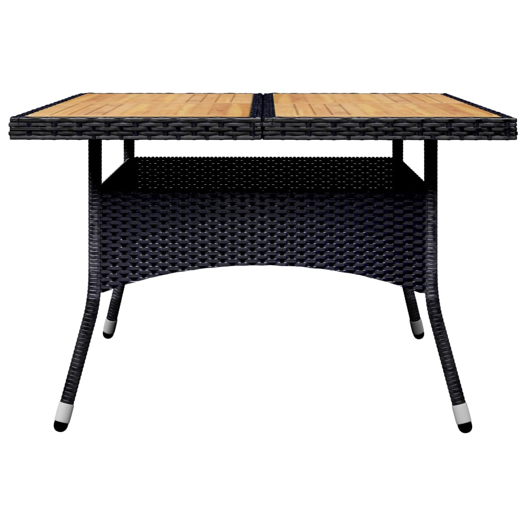 -Delige Tuinset Poly Rattan En Acaciahout 9 Zwart en bruin