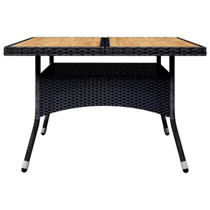 -Delige Tuinset Poly Rattan En Acaciahout 9 Zwart en bruin