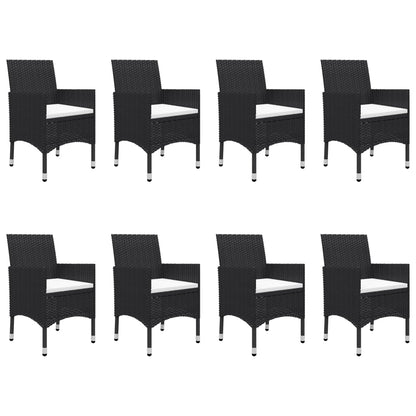 -Delige Tuinset Poly Rattan En Acaciahout 9 Zwart en bruin