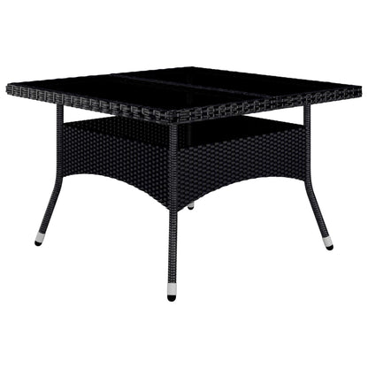 -Delige Tuinset Poly Rattan En Acaciahout 9 Zwart