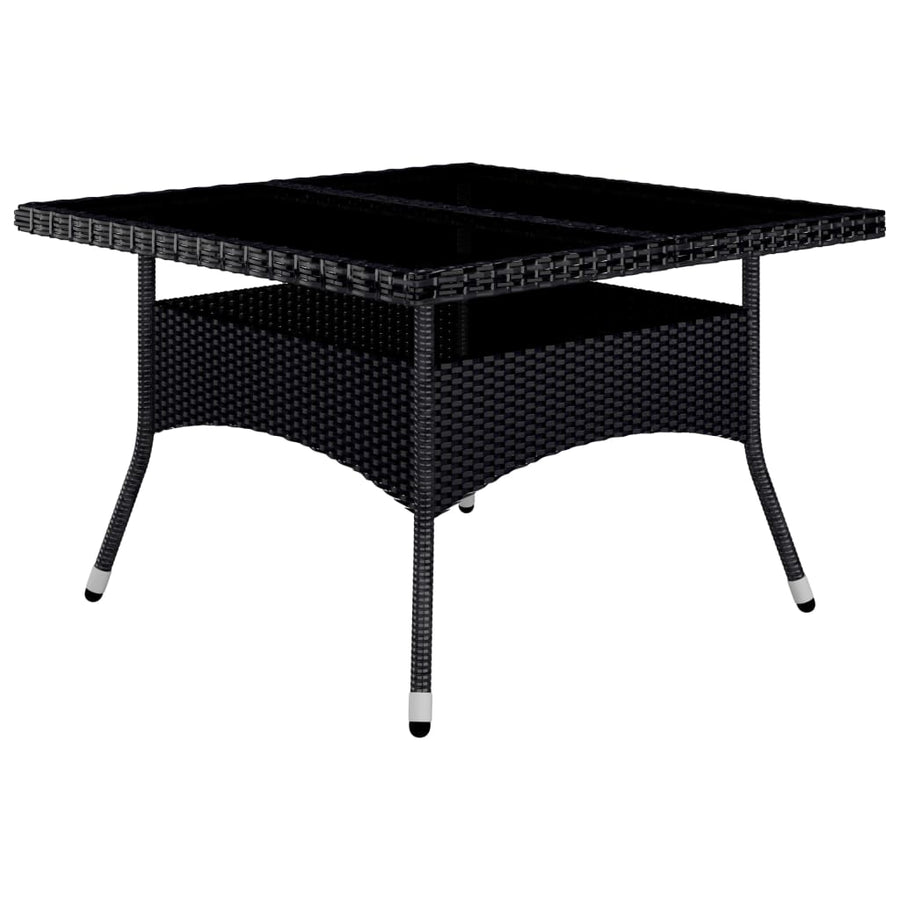 -Delige Tuinset Poly Rattan En Acaciahout 9 Zwart