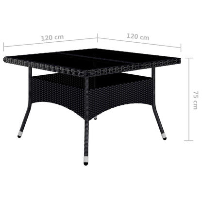 -Delige Tuinset Poly Rattan En Acaciahout 9 Zwart
