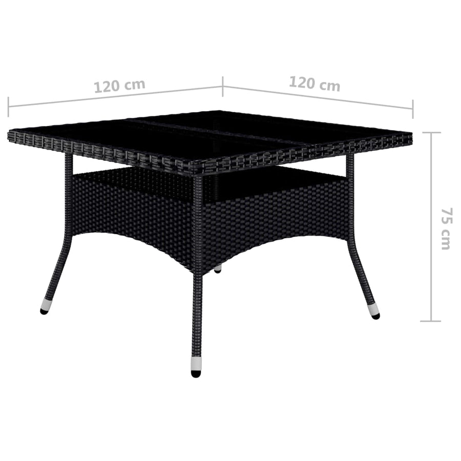 -Delige Tuinset Poly Rattan En Acaciahout 9 Zwart