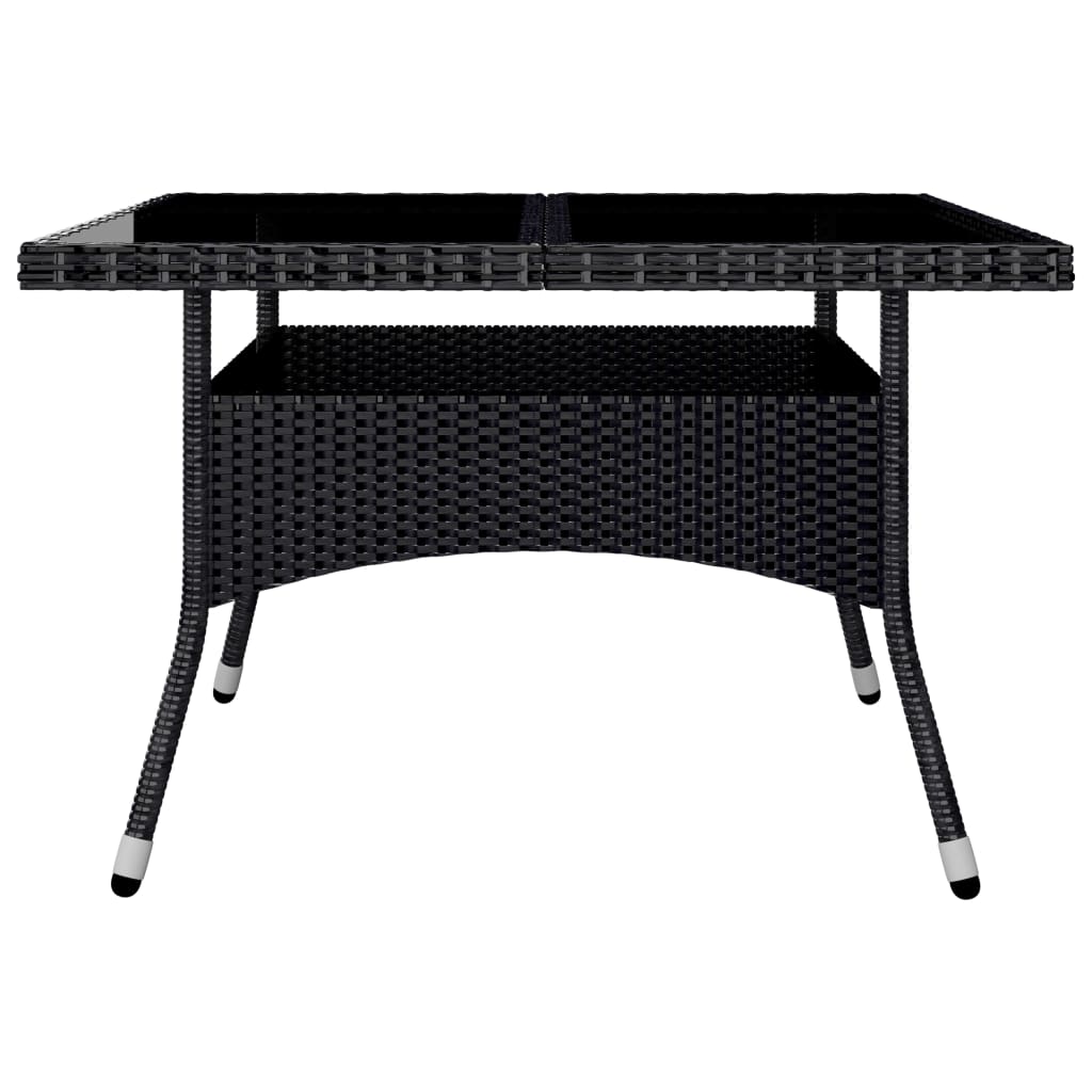 -Delige Tuinset Poly Rattan En Acaciahout 9 Zwart