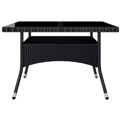 -Delige Tuinset Poly Rattan En Acaciahout 9 Zwart
