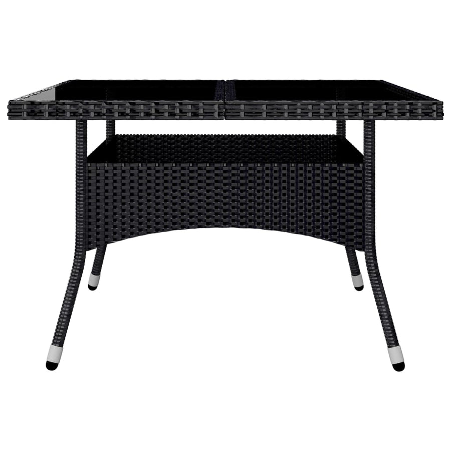 -Delige Tuinset Poly Rattan En Acaciahout 9 Zwart