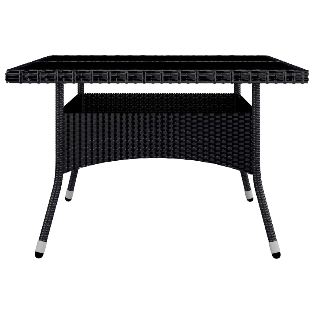 -Delige Tuinset Poly Rattan En Acaciahout 9 Zwart