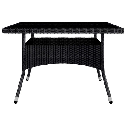 -Delige Tuinset Poly Rattan En Acaciahout 9 Zwart