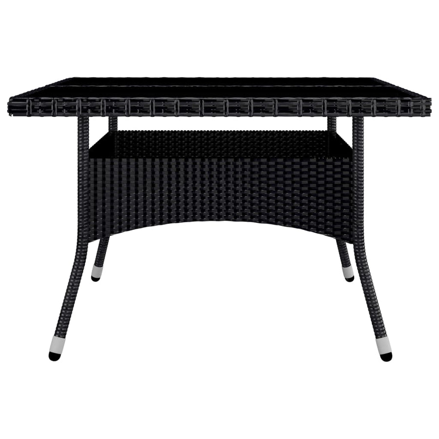 -Delige Tuinset Poly Rattan En Acaciahout 9 Zwart