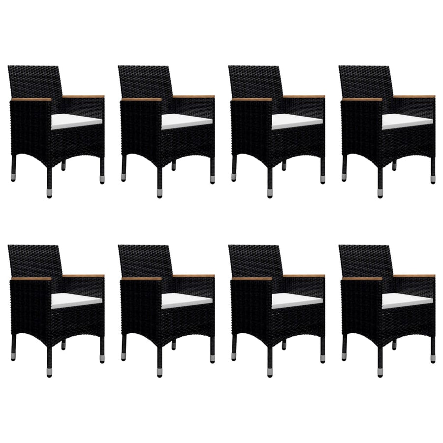 -Delige Tuinset Poly Rattan En Acaciahout 9 Zwart