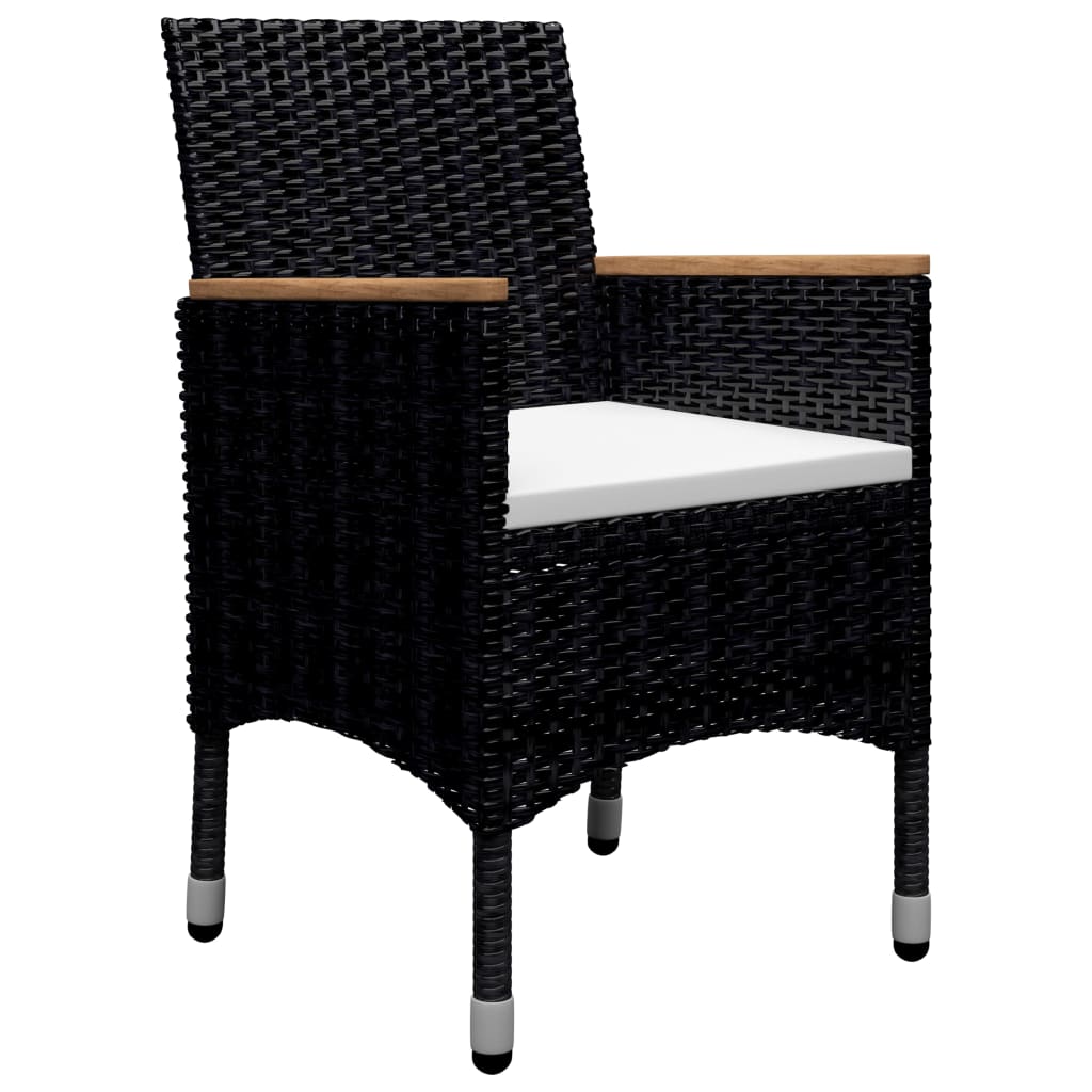 -Delige Tuinset Poly Rattan En Acaciahout 9 Zwart