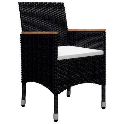 -Delige Tuinset Poly Rattan En Acaciahout 9 Zwart