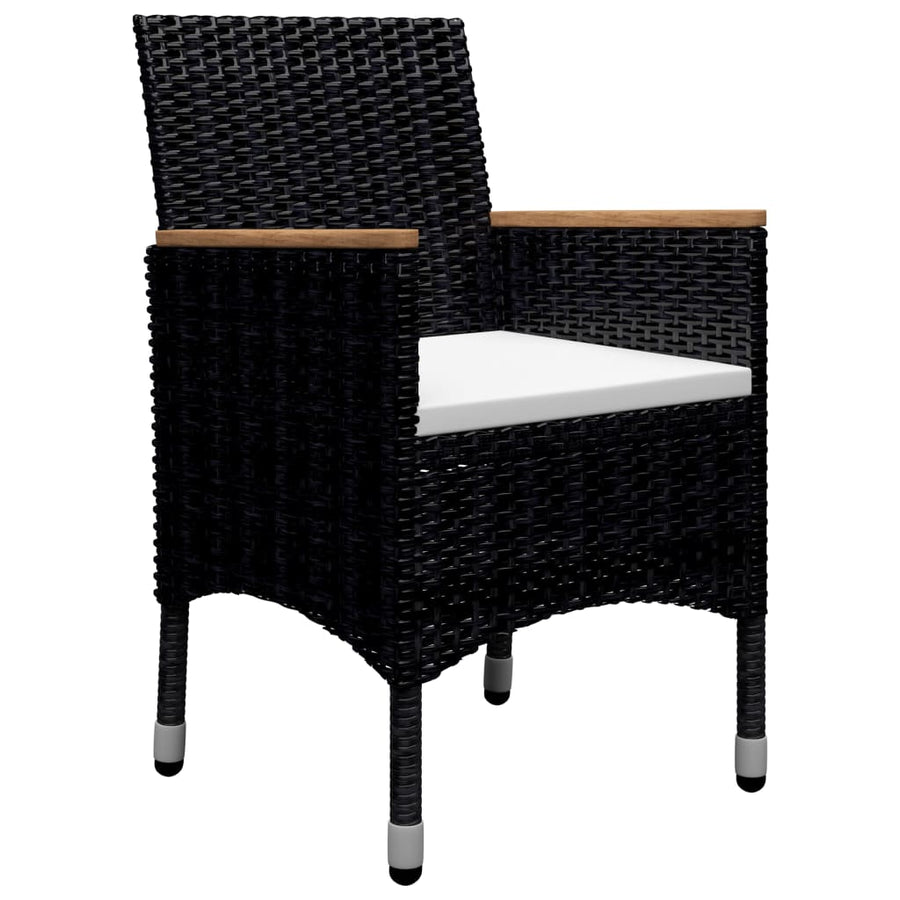 -Delige Tuinset Poly Rattan En Acaciahout 9 Zwart