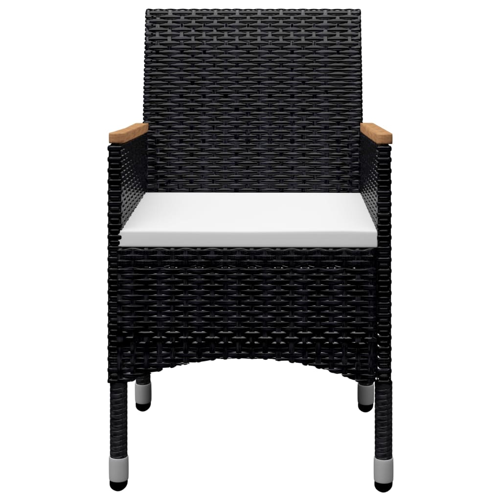 -Delige Tuinset Poly Rattan En Acaciahout 9 Zwart