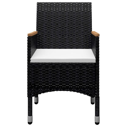 -Delige Tuinset Poly Rattan En Acaciahout 9 Zwart