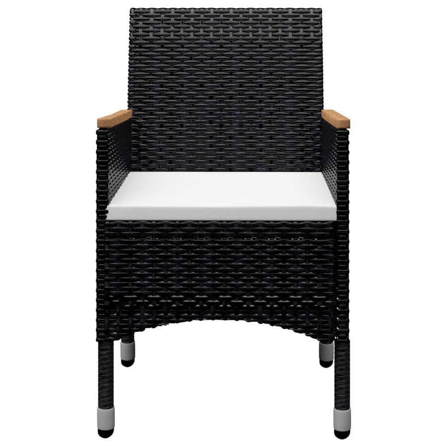 -Delige Tuinset Poly Rattan En Acaciahout 9 Zwart