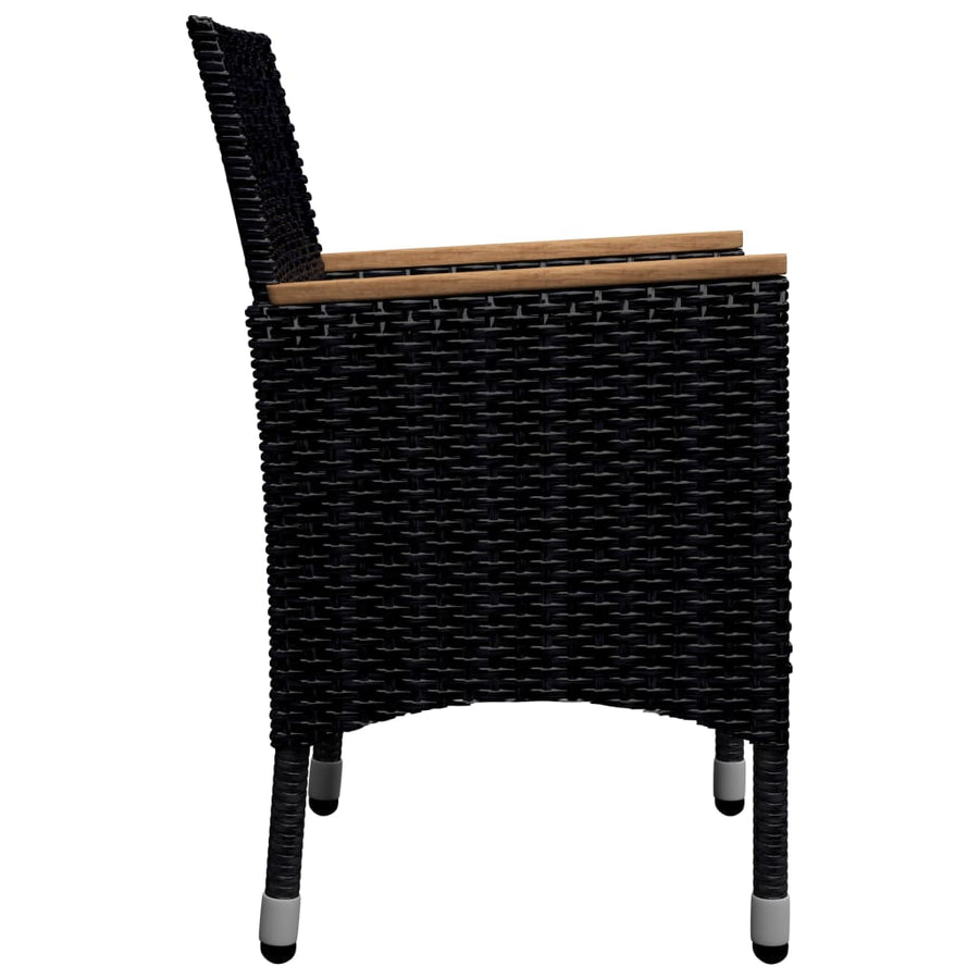 -Delige Tuinset Poly Rattan En Acaciahout 9 Zwart