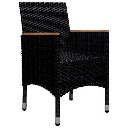 -Delige Tuinset Poly Rattan En Acaciahout 9 Zwart