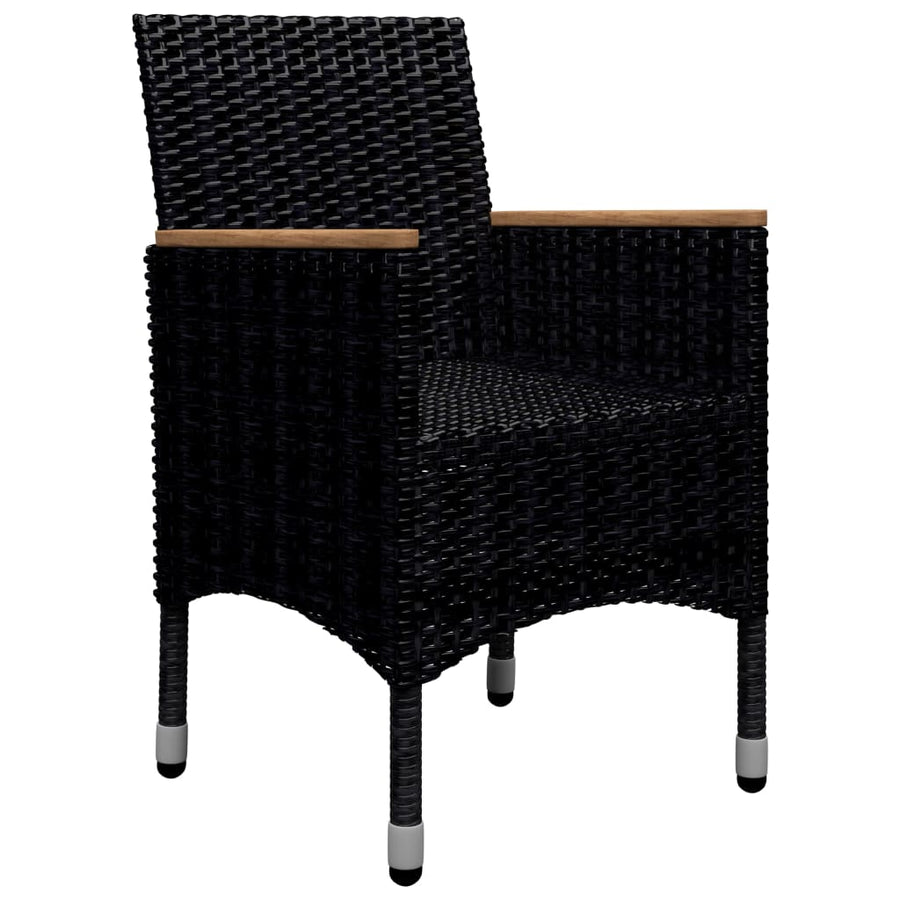 -Delige Tuinset Poly Rattan En Acaciahout 9 Zwart