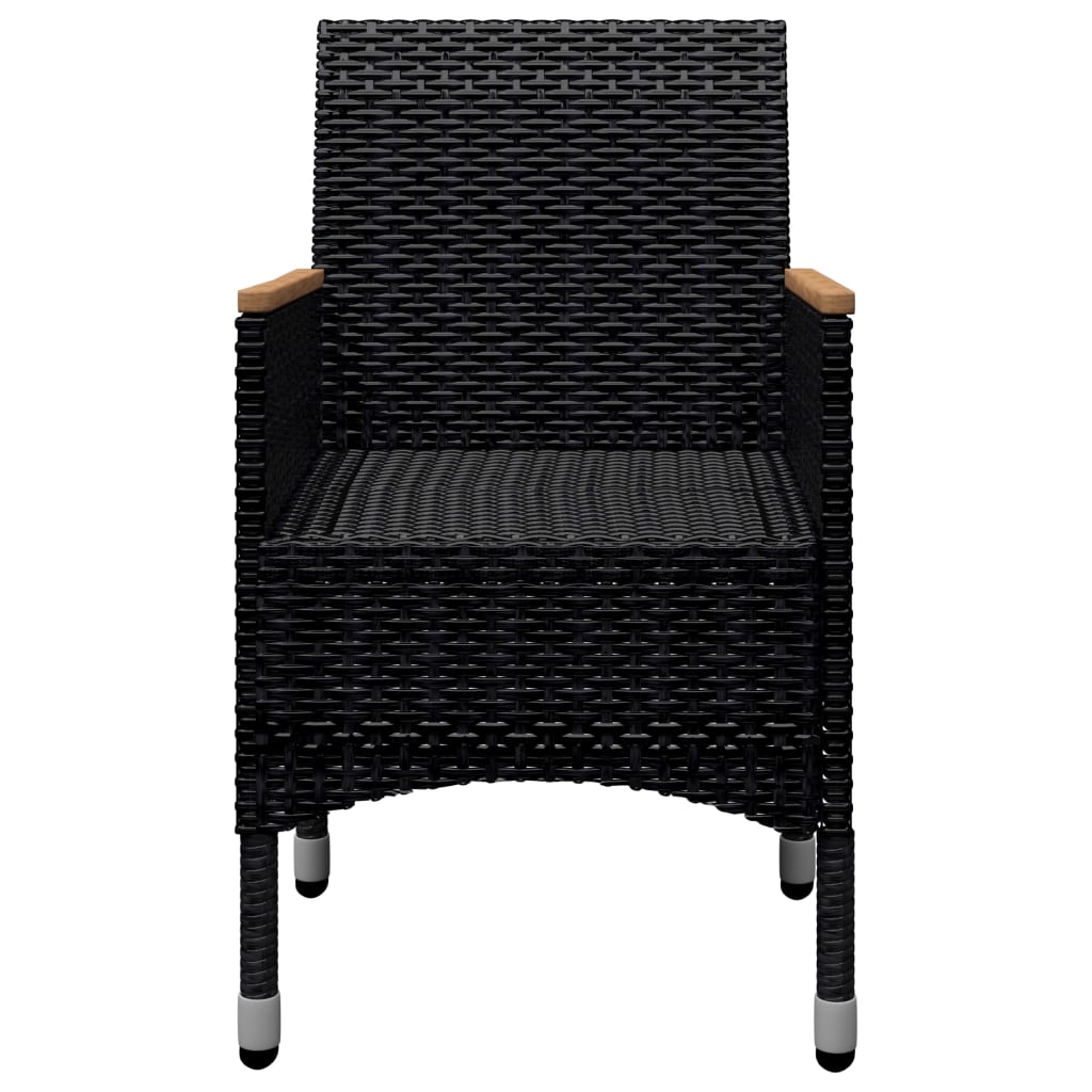 -Delige Tuinset Poly Rattan En Acaciahout 9 Zwart