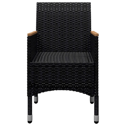 -Delige Tuinset Poly Rattan En Acaciahout 9 Zwart