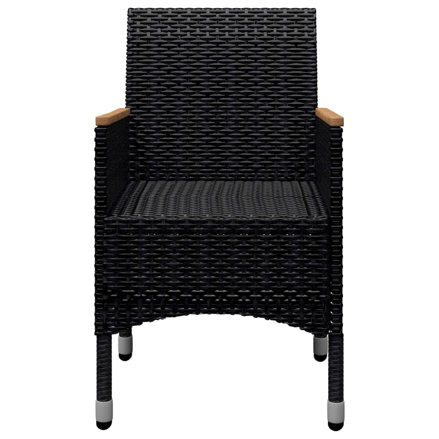 -Delige Tuinset Poly Rattan En Acaciahout 9 Zwart