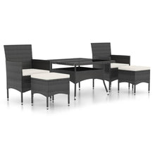 Tuinset poly rattan en gehard glas 120 x 120 x 75 cm Zwart