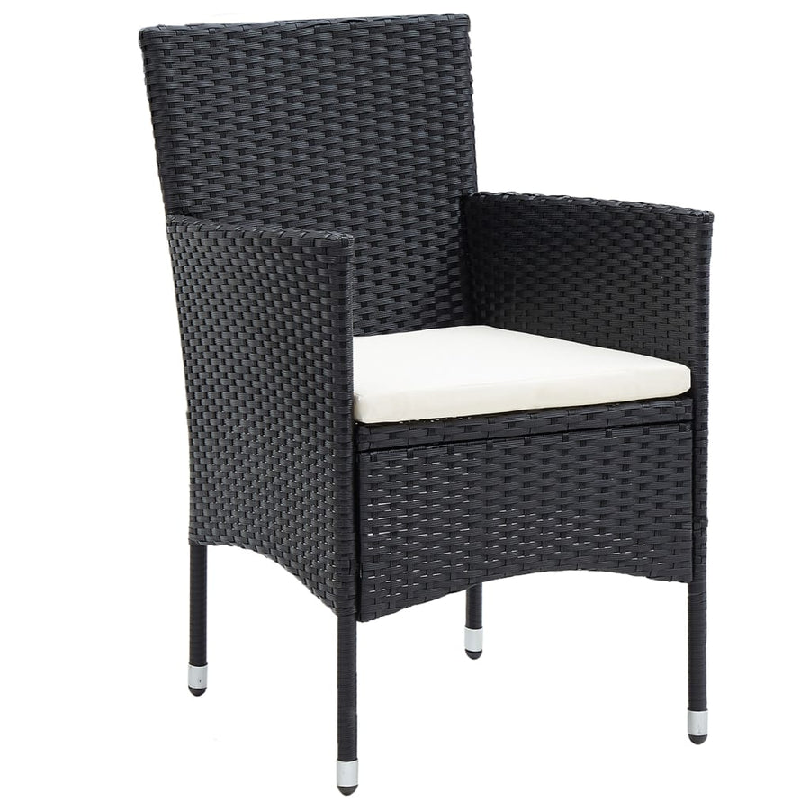 Tuinset poly rattan en gehard glas 120 x 120 x 75 cm Zwart