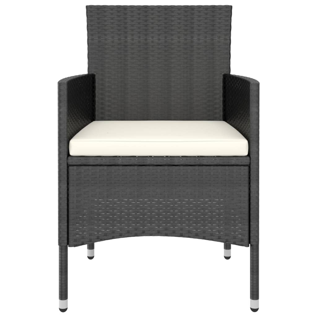 Tuinset poly rattan en gehard glas 120 x 120 x 75 cm Zwart