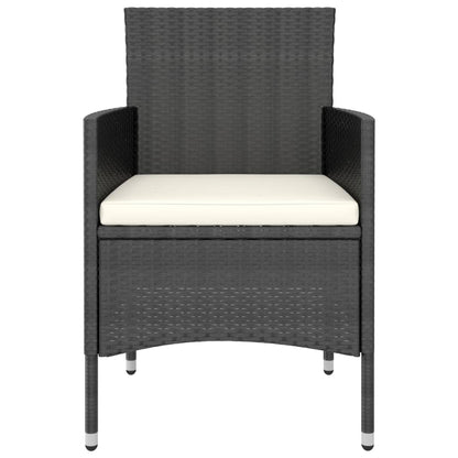 Tuinset poly rattan en gehard glas 120 x 120 x 75 cm Zwart