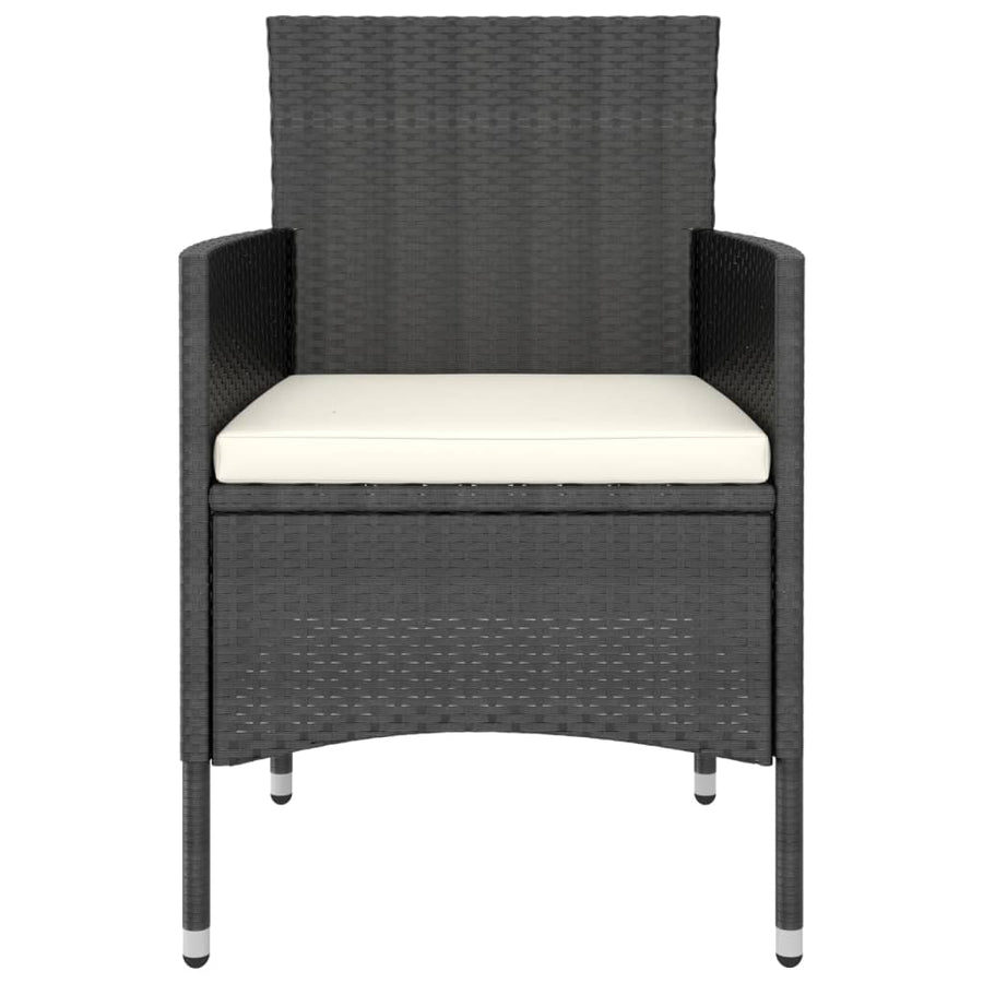 Tuinset poly rattan en gehard glas 120 x 120 x 75 cm Zwart