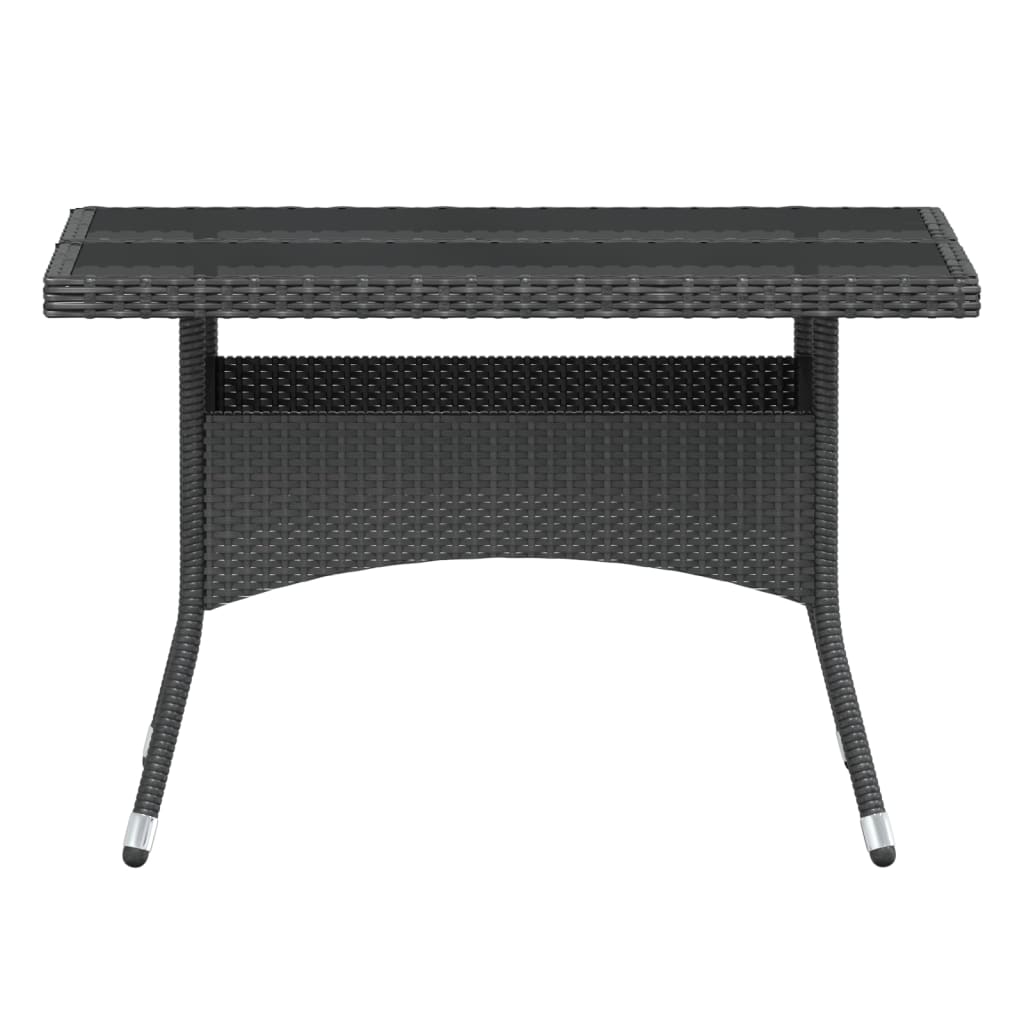Tuinset poly rattan en gehard glas 120 x 120 x 75 cm Zwart