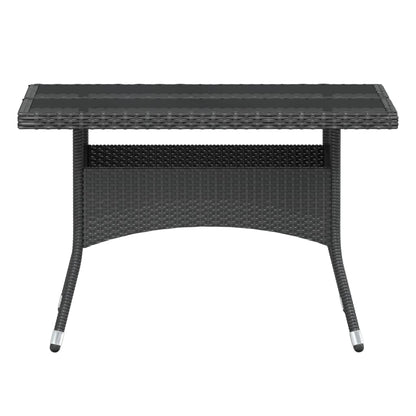 Tuinset poly rattan en gehard glas 120 x 120 x 75 cm Zwart