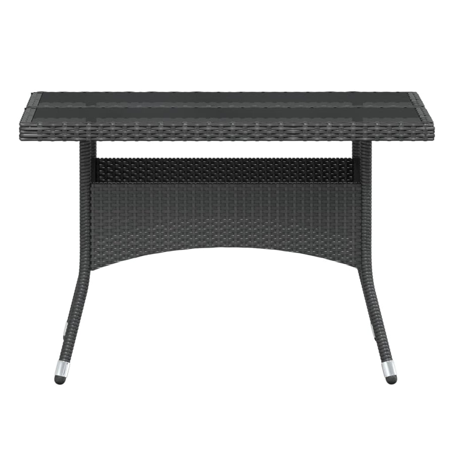 Tuinset poly rattan en gehard glas 120 x 120 x 75 cm Zwart