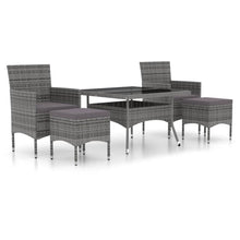 Tuinset poly rattan en gehard glas 120 x 120 x 75 cm Zwart en grijs