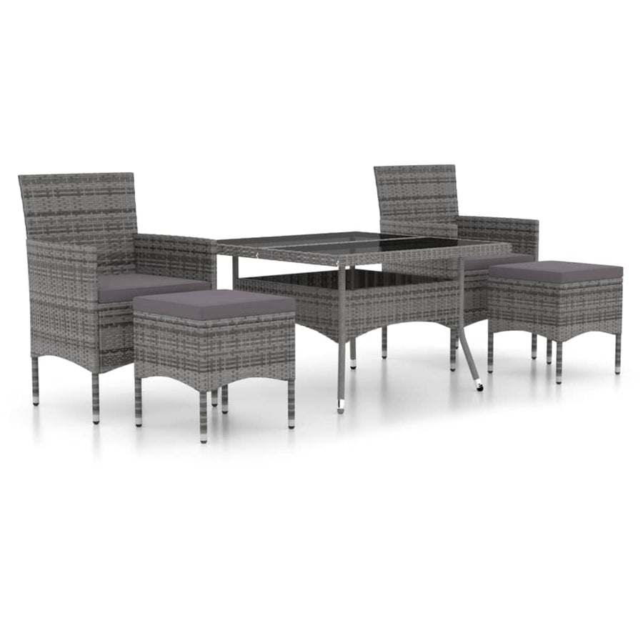 Tuinset poly rattan en gehard glas 120 x 120 x 75 cm Zwart en grijs