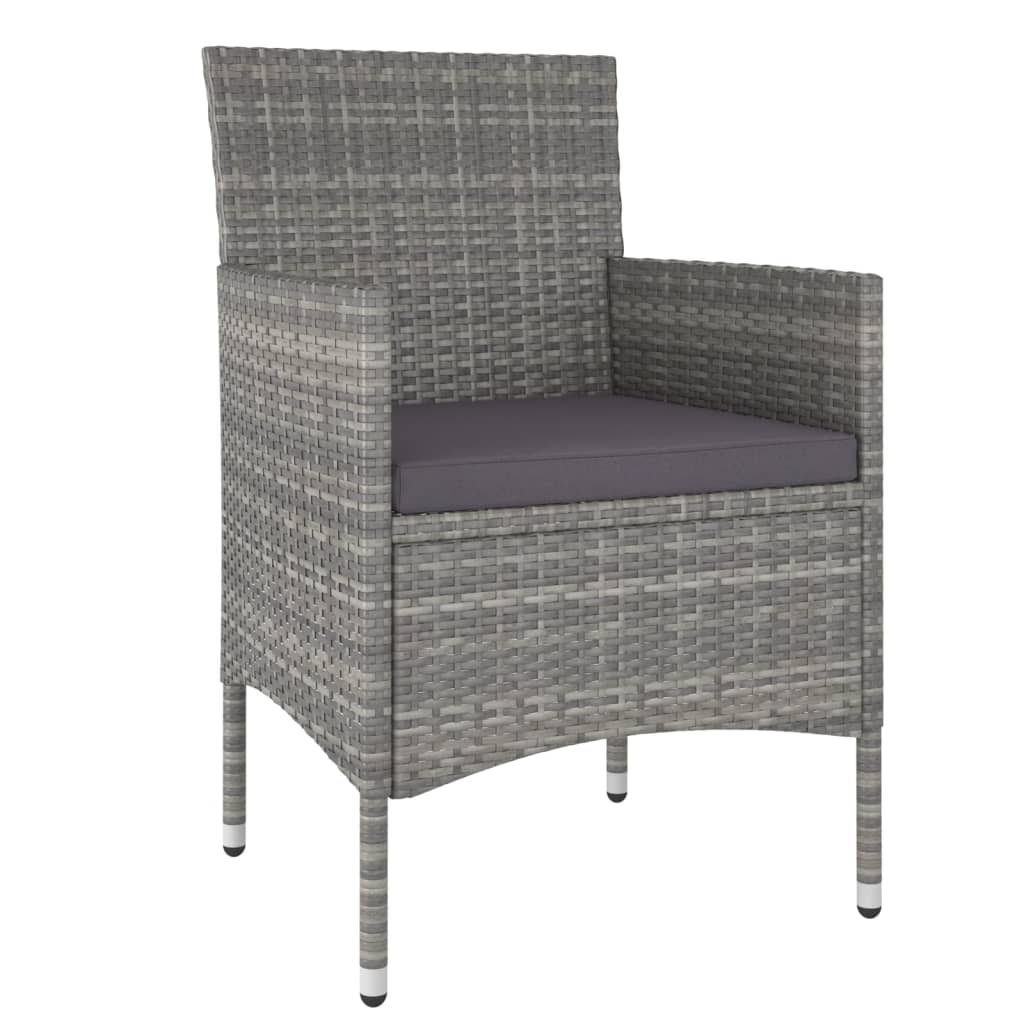Tuinset poly rattan en gehard glas 120 x 120 x 75 cm Zwart en grijs