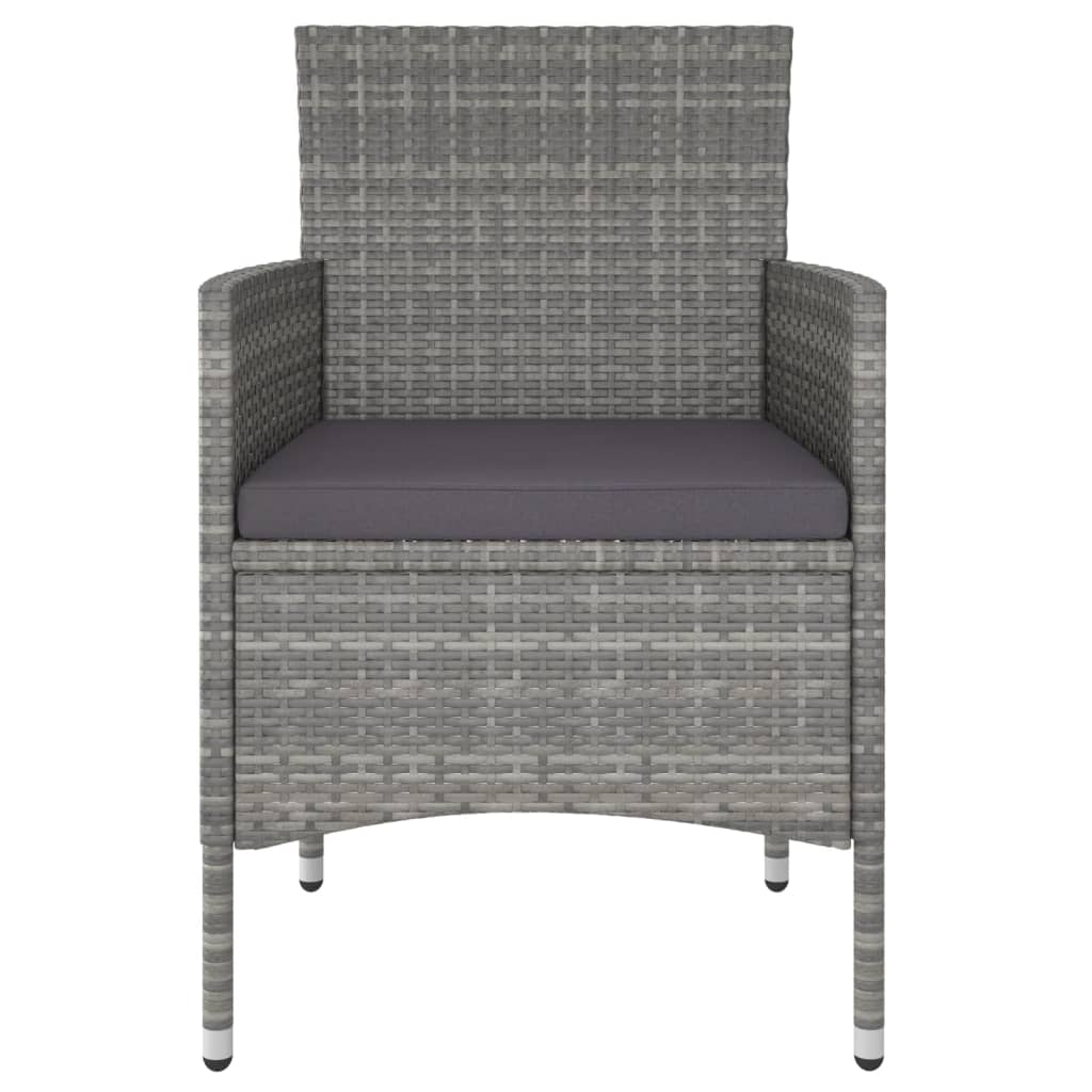 Tuinset poly rattan en gehard glas 120 x 120 x 75 cm Zwart en grijs