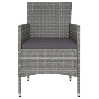 Tuinset poly rattan en gehard glas 120 x 120 x 75 cm Zwart en grijs