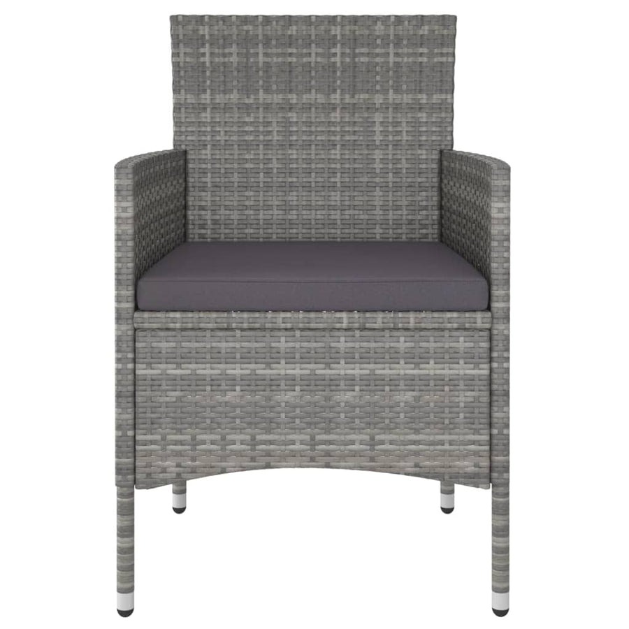 Tuinset poly rattan en gehard glas 120 x 120 x 75 cm Zwart en grijs