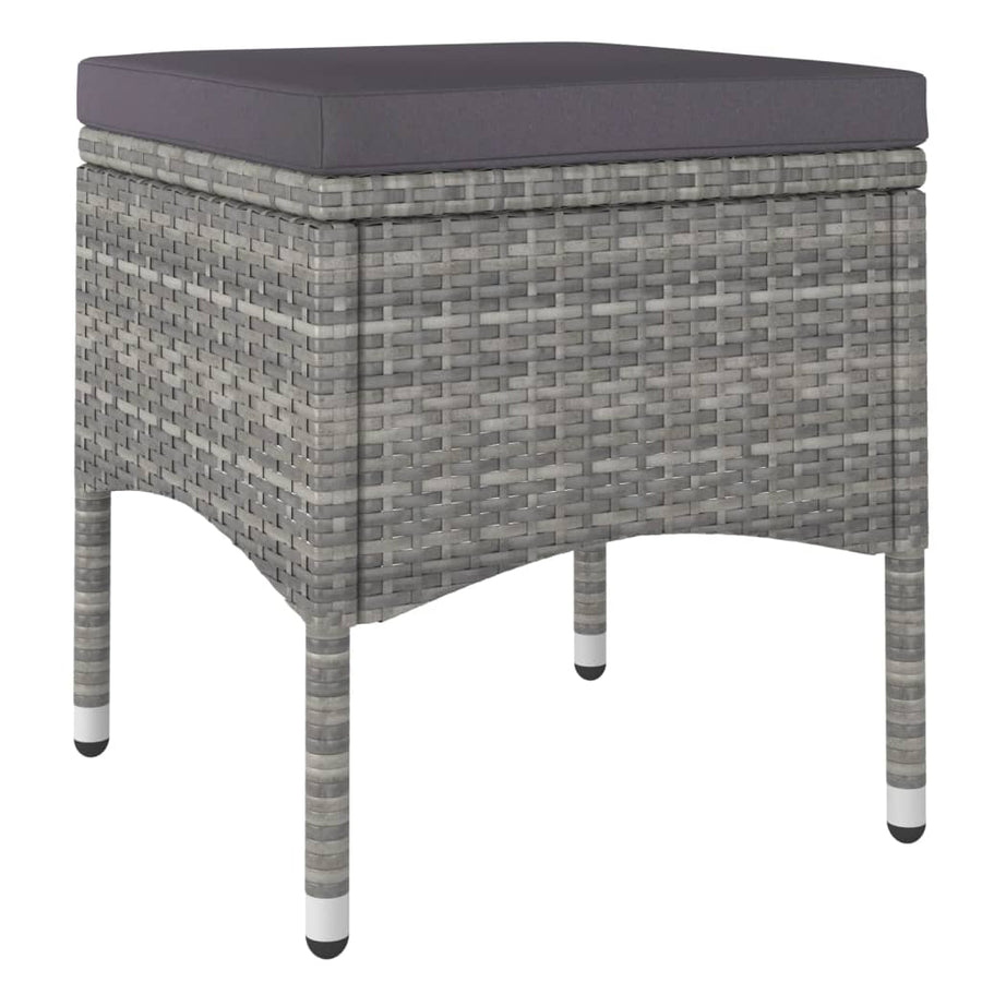 Tuinset poly rattan en gehard glas 120 x 120 x 75 cm Zwart en grijs